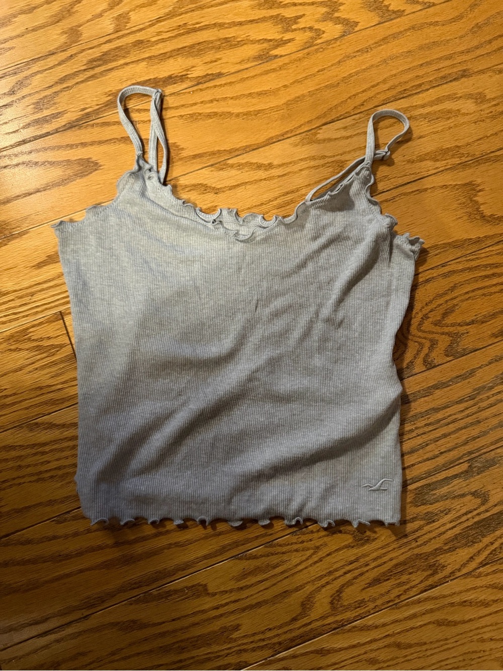 Hollister Gray Ribbed Lettuce-Edge Cami Tank